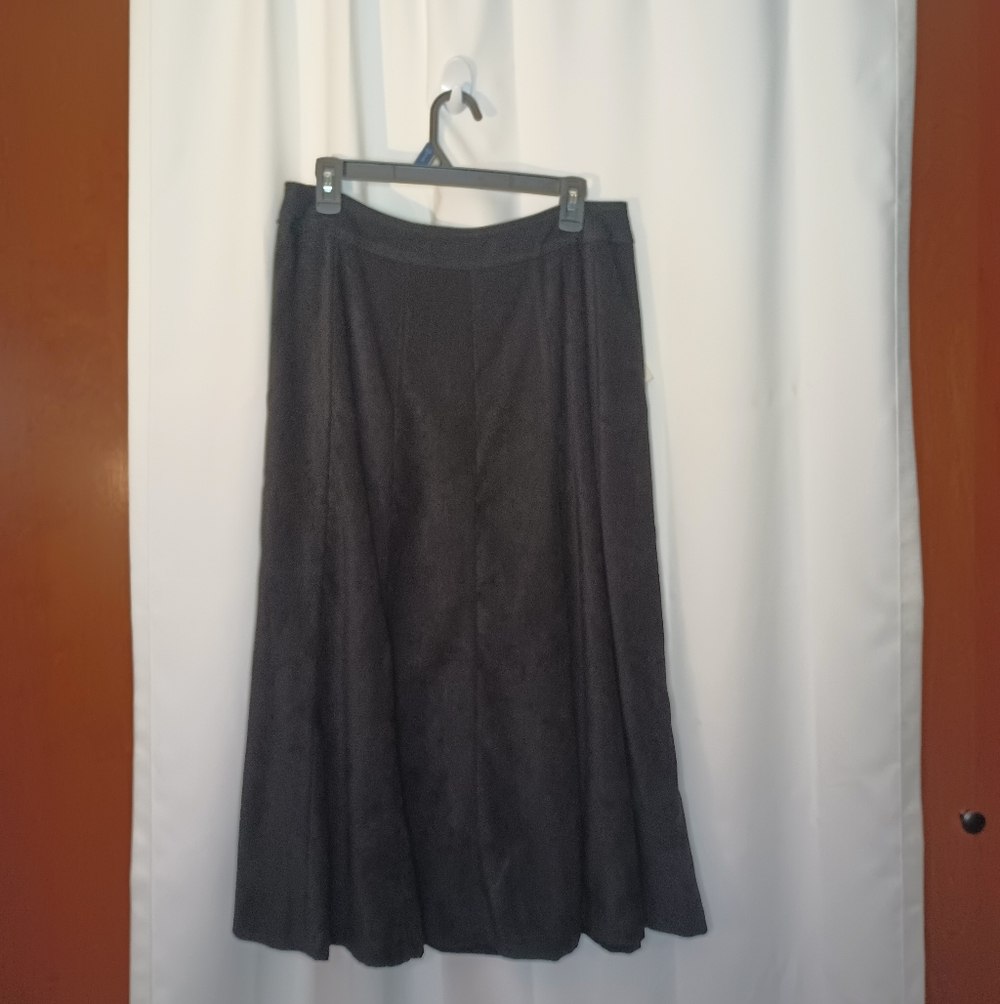 Christopher Banks Womens Black Moleskin Midi Skirt 10 Flare Quiet Luxury Capsule